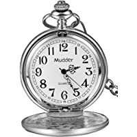 Los mejores  - Reloj de bolsillo clásico de acero vintage para hombre- regalo de Navidad